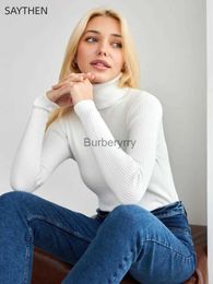 Women's Sweaters SAYTHEN 2023 New Women's Autumn Winter Mock Neck Solid Pullover Soft High Quality Casual Clearance Sale Discount Sweater ST23927L231004