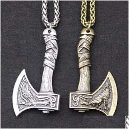 Pendant Necklaces Odin Norse Wolf And Raven Axe Amet Witchcraft Necklace Wicca Pagan Slavic Perun For Men Boys Drop Delivery Jewellery P Dhaxo