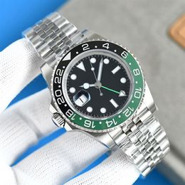 Green dial mens watch automatic sapphire 904L stainless steel designer sports watch luxury luminous waterproof GMT Montre De Luxe 2819