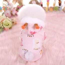 Dog Apparel Small Clothes Pet Products For Dogs And Cats Print Casual Jacket Flannel Hooded Jumpsuit Winter Warm Overalls Puppy Clothing