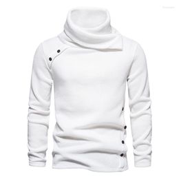 Men's Sweaters Mens White Knitted Turtleneck Sweater Long Sleeve Slim Fit Designer Shawl Collar Pullover Streetwear Casual XXL