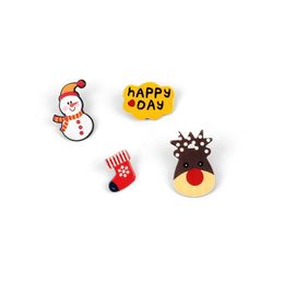 Pins Brooches Mticolor Acrylic Christmas Brooch Pin Set Decoration Gifts Include - Tree Santa Claus Snowman Jingle Bells Dro Dhgarden Dhvkg