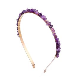 Headbands Natural Irregar Crystal Amethyst Hair Christmas Headband Alloy Handmade Hairpin Accessories Drop Delivery Jewellery Hairjewelr Dhtrt