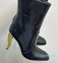 heel ankle boots Pumps Metal heel side zipper Leather outsole booties Luxury designer high heels factory footwear with box