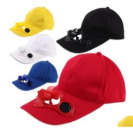 Outdoor Hats Solar Power Hat Cap Cooling Fan For Golf Baseball Sport Summer Sun With Snapbacks Drop Delivery Sports Outdoors Athletic Dhcw4