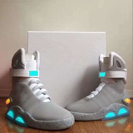 2023 TOP Back To The Future Automatic Laces Air Mag Sneakers Marty Mcfly's Led Shoes Back To The Future Glow In Dark Grey TOP Mcflys With Original Box Size 40-47