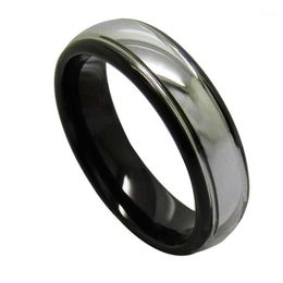 Vintage 6mm Width Black Rings for Men Tungsten Wedding Band Dome Band High Polished Silver Color Outside 6-131228n