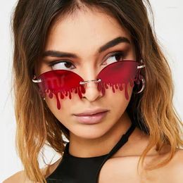 Sunglasses Mosengkw Fashion Tear Women Rimless Luxury Diamond Party Club Alloy Eyeglasses