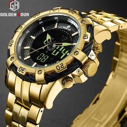 Top Brand GOLDENHOUR Luxury Men's Watch Automatic Clock Sport Watches Digital Military Man Wrist Watch Relogio Masculino Dour292b