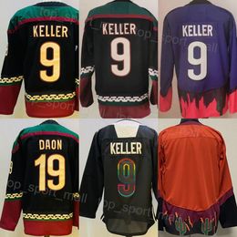 Men Ice Hockey 9 Clayton Keller Jersey 19 Shane Doan Reverse Retro Black Orange Red Purple White Team Away All Stitched Colour Embroidery And Sewing For Sport Fans