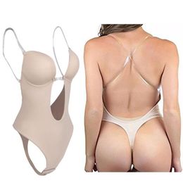 Women's Full Body Shaper Backless Shaperwear Thong Seamless U Plunge Shapers Push up Slimming BodySuit Waist Shaperwear CX200284z