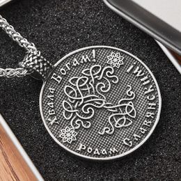 Pendant Necklaces European And American Fashion Style Heart Shape Double Sided Slavic Rune Small Necklace Wholesale