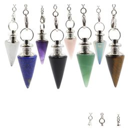 Pendant Necklaces Pendum Line Conical Stone Treatment Chakra Bead Crystal Head Spirit Opal Ornament Drop Delivery Jewelry Pen Dhgarden Dhxve