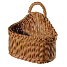 Storage Bottles Wall Hanging Basket Chopsticks Spoon Knitted Wall-mounted Plastic Woven Bread Box