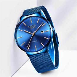 Mens Watches Lige Top Brand Luxury Blue Waterproof Wrist Watches Ultra Thin Date Simple Casual Quartz Watch for Men Sports Clock Q233Y