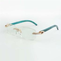 2021 designers frame endlesses diamonds 3524012 for men women natural teal wooden glasses size 55-18-135mm227c