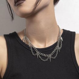 Chains Hip Hop Metal Tassel Pendant Short Necklace For Women Fashion Retro Halloween Riveted Clavicular Choker Jewellery Gift