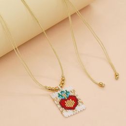 Chains YASTYT 2023 In Copper Bead White Crown Peach Heart Necklace Miyuki Hand Work Colourful Beads Jewellery Bohemian