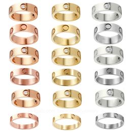 Fashion Luxury Diamond rings designer jewelry self love ring rose gold screw stainless steel 3 diamonds mens engagement rings for 226S