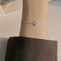 Link Bracelets PANJBJ Silve Colour Star Zircon Bracelet For Women Girl Hollowed Out Korean Fine Chain Jewellery Birthday Gift Drop