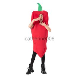 Special Occasions Children Red Pepper Jumpsuit Vegetable Chili Costume for Kids Carnival Party Fancy Dress Halloween Christmas Purim Outfits x1004