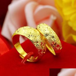 Cluster Rings 24K Gold-Plated Gypsophila Couple Mens Womens Anniversary Birthday Matching Christmas High Jewellery Gifts Drop Delivery R Dhjxu