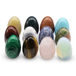 Loose Gemstones Natural Healing Crysta Agate Tiger Eye Semi Gemstone Egg Shaped 12 Different Materials Mixed Set Box Drop Delivery Jew Dhh9O