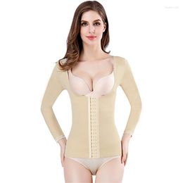 Women's Shapers Corset Top Long Sleeve Seamless Waist Shaper Underwear Arm Tummy Slimming Sheath Flat Belly Shaperwear