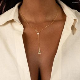 Pendant Necklaces Fashion A-Z Initial Letter Necklace Women Gold Colour Stainless Steel Link Chain For Jewellery Gift
