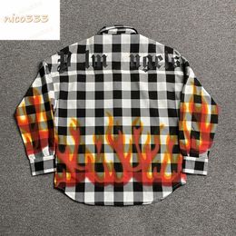 23ss New casual shirts autumn winter letters plaid loose cotton white red stitching Grey men women shirt S-XL261v