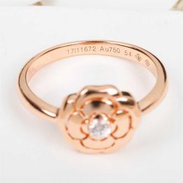 Top C Pure 925 Sterling Silver Jewellery For Women Camellia Rose Rings Diamond Wedding Jewellery Engagement Rose Gold Flower Luxury285j