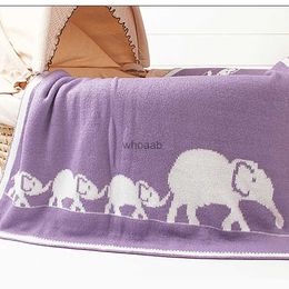 Blankets Swaddling Cartoon Elephant Printed Baby Blanket Knitted Newborn Swaddle Wrap Blankets Super Soft Toddler Infant Bedding Quilt Blankets YQ231003