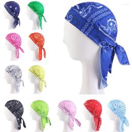 Berets Cycling Bandana Skull Cap Beanie Breathable Durag Unisex Cotton Biker Hat Headband Headscarf Outdoor Sports Head Wrap Pirate