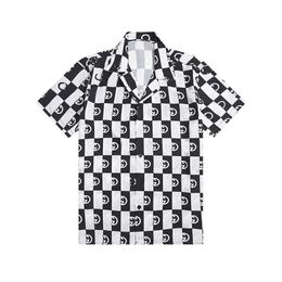 Fashion Male Hawaiian Shirt Short-Sleeves Tops Small Grid Solid Color Mens Dress Shirts Slim Men Shirt 3XL252s