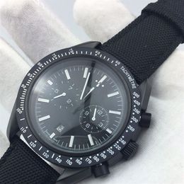 Mens Watch 44mm Super Domineering Moon Dark Side Fully Automatic Mechanical Watchs Quartz Watches Cowhide Belt Waterproof Luminous219e