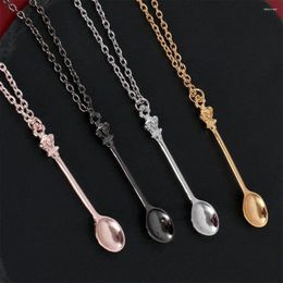 Pendant Necklaces Funny Metal Crown Spoon Necklace For Women Trendy Punk Hip Hop Coffee Long Party Jewellery W88