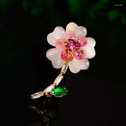 Brooches Arrival Opal Lotus Flowers Pins For Women Luxury Corsage Brand Designer Statement Wedding Party Bouttoniere