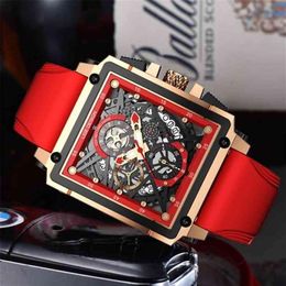 Top Brand Rectangular Watches for Men Mens Watch Quartz Fashion Luxury Sports Waterproof Chronograph Silicone Clock 210624312B
