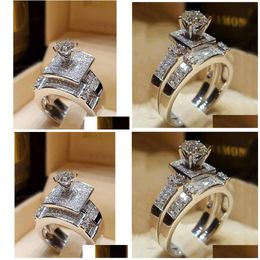 Cluster Rings Sterling Sier Moissanite Ring For Women Bridal Sets Fine Jewellery Luxury Diamond Bohemia Set Drop Delivery Dhhf0