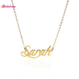 Custom name necklace Women Personalised Nameplate Necklace Sarah Stainless Steel Gold and Silver Customised Jewellery 2733