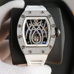 ZY Factory produces men's watch RM19-01 tourbillon chronograph movement rubber strap with folding buckle and diamond-inlaid case