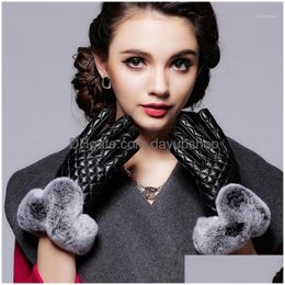 Five Fingers Gloves Touch Sn For Woman Winter Warm Genuine Leather Elegant Ladies Real Fur Sheepskin1 Drop Delivery Fashion Accessorie Dhjpb