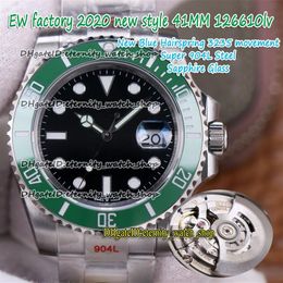 eternity 2020 EWF 41mm Blue Hairspring 904L Steel Strap A3235 Automatic Green Ceramics Bezel Black Dial 126610 Mens Watch Sport Wa306n