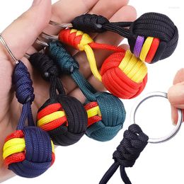 Keychains 1PCS Military Parachute Woven Rope Ball Keychain Lanyard Key Ring Monkey Fist Chains Outdoors Survival Tool Jewellery