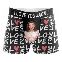 Christmas Gift for Boyfriend/Husband, Personalised Face Boxers Briefs for Men, Custom Waistband Face Boxer, Custom Heart & Photo Underwear