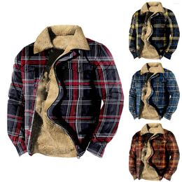 Men's Jackets Warm Lined Wool Plaid Shirt Jacket Winter Heavyweight Thick Dark Men Mens Coats Hooded Small