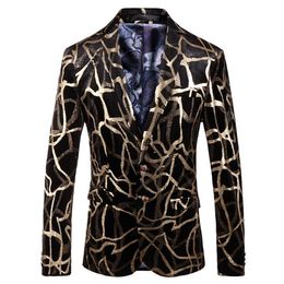 Brand Men Floral Blazer Wedding Party Colourful Plaid Gold Black Sequins Design DJ Singer Suit Jacket Fashion Outfit240S