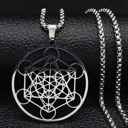 Pendant Necklaces 316 Stainless Steel Metatron Cube Necklace Star Of David Chakra Yoga Meditation Hip-hop Chain Man Woman Jewellery 2296