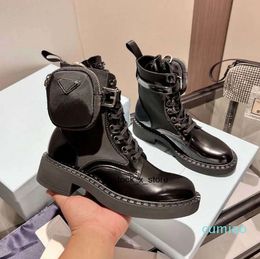 bag pradda prad to Fashionable womenswear combat designer Rois Boots cloth Ankle Martin the Boots and Nylon attached Boot military in inspired black