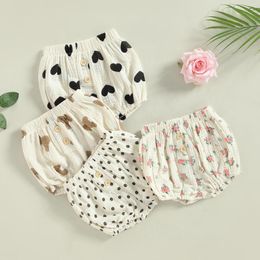 Shorts Pudcoco Kids Infant Baby Girls Short Trousers Casual Party Street Spring Summer Bear/ Heart/ Flower/ Dot Pants 0-4T